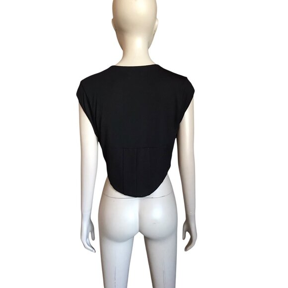 NWT Tiger Mist Black Corset Short Sleeve Crop Top - Picture 4 of 5